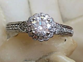 Vintage Estate 14k White Gold Diamond Engagement Ring Halo Wedding Appraisal