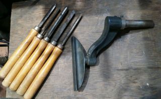 Vintage Shopsmith Model 10 - Er Lathe Tool Rest Assembly & Chisels