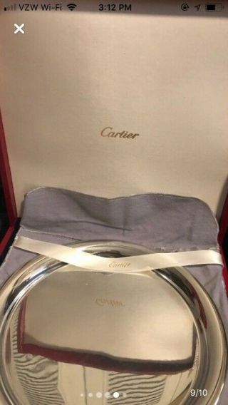 Two Vintage Cartier Polished Pewter Presentation Serving Trays 11 "