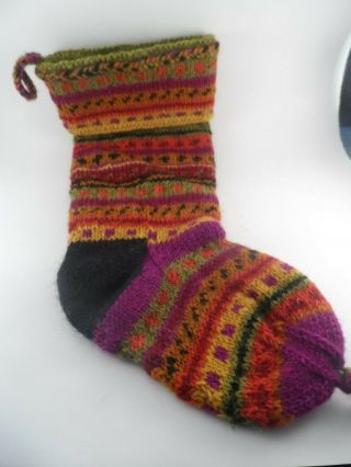 Newari Icelandic Hand Made Knitted Christmas Stocking 100 Wool