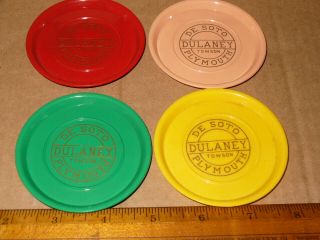 4 1950 - 60s Dulaney Plymouth Desoto Dealer Promo Plastic Coasters Towson Maryland
