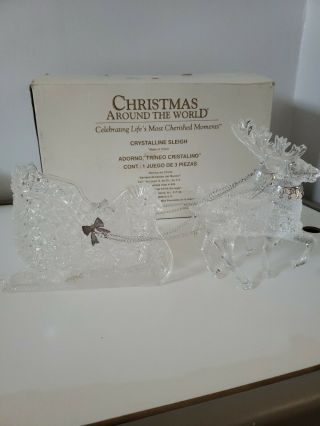 Crystalline Santa Sleigh And Reindeer Christmas Around The World