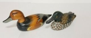 Vintage Signed Hand Painted Carved Wood Duck Decoy Japanese Chinese Glass Eye