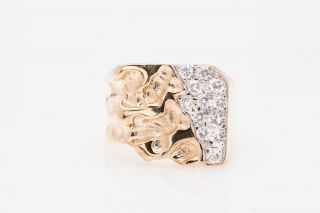 Vintage $5000 1ct Vs G Diamond 14k Gold Form Mens Ring Band
