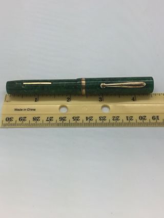 Sheaffer Fountain Pen Flat Top Lifetime White Dot Jade Green Celluloid 1920’s