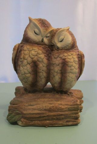 Vintage Gorham Loving Owls Music Box Plays " Love Makes The World Go 