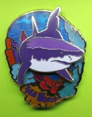 Seaworld Busch Gardens Pin Trading Great White Shark Pin On Pin 2 Layer