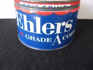 Vintage One Pound Ehlers Grade A Coffee Tin,  Coffee Can - Key Wind Org Lid