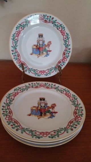 Delightful Set Of 4 Block Spal Whimsy Christmas 8 " Salad Plates 1992 All A,