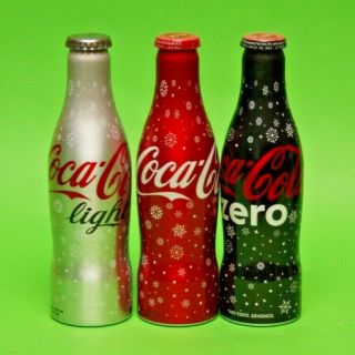 Coca Cola Turkey Empty Snowflake Aluminium Bottles Complete Set Of 3