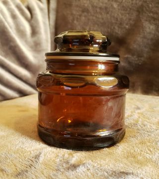 Vintage Dark Amber Glass Small Apothecary Jar/canister 6in×4in
