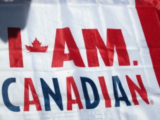 I Am Canadian Flag Banner 29 X 59 Molson Beer 150 Canada 2017 Team Canada Hockey