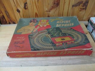 Vintage Mystery Alpine Express Tin Litho Wind - Up Train Toy (automatic Toy Co. )