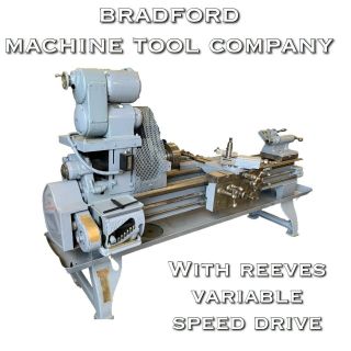 Vintage Bradford Machine Tool Company Engine Lathe W Reeves Variable Speed Drive