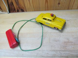 Vintage Battery Op Remote Control Toy Car Marx Line - Mar Tin - Litho Fire Dept.