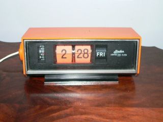 Retro Orange Vintage Linden 966 Lighted Flip - Number Digital Alarm Clock W/day