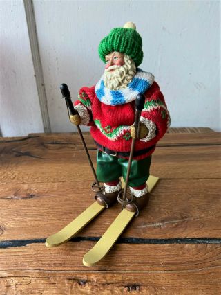 Clothtique Possible Dreams - Skiing Santa Ornament - Figurine W Box