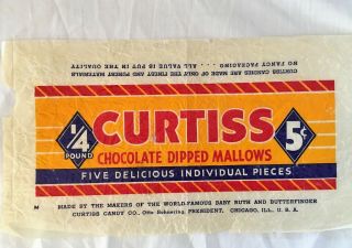 Curtiss Chocolate Dipped Mallows 5 Cent Candy Bar Wrapper C.  1930 1/4 Pound