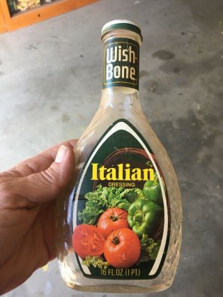 Vintage Wish Bone Italian Salad Dressing Bottle 1970’s Food Packaging Jar Bottle