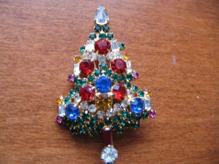 Christmas Tree Pin Signed Warner