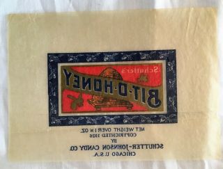 Vintage Schutter ' s Bit - O - Honey Candy Bar Wrapper Circa 1926 2