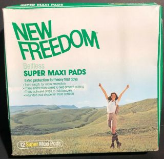 Vintage 1981 Freedom Beltless Maxi Pads 12 Count Nos
