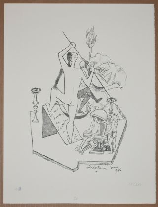 Listed French Artist,  Poet,  Jean Cocteau Lithograph Signed Stamped