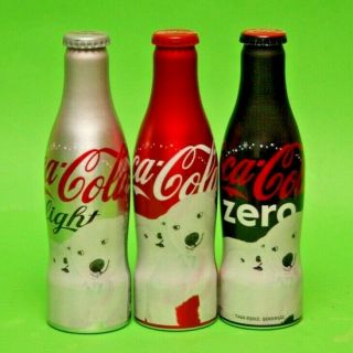 Coca Cola Turkey Empty Polar Bear Year Aluminium Bottles Complete Set Of 3