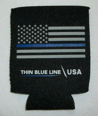 Thin Blue Line Police Sheriff Beer Can Koozie Cooler Nypd Rare