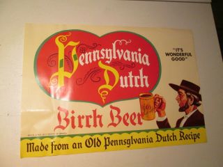 Vintage 1955 Pennsylvania Dutch Sign Print Pennsylvania Dutch Birch Beer Soda