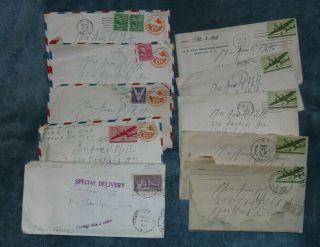 Letters 1942 - 1945 Us Naval Air Mail Special Delivery Planes Washington Stamps