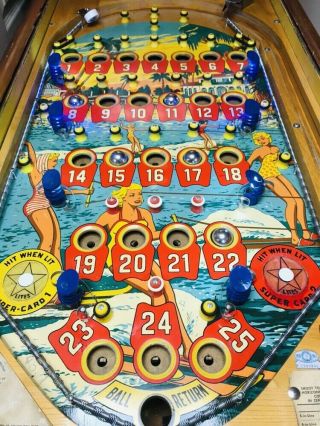 Vintage 1954 Bally Surf - Club Bingo Pinball Machine