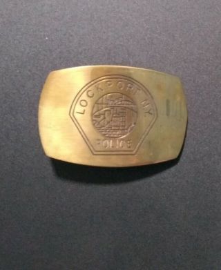 Gold Metal Belt Buckle With Lockport York Police Patch