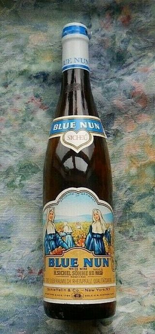 Vintage 1982 Blue Nun Wine Bottle 750 Ml Empty Produce Of Germany