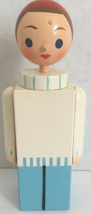 Vintage Czechoslovakia Made Wooden Doll With Movable Arms C83