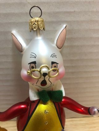 Christopher Radko Christmas Ornament I ' m Late,  I ' m Late Rabbit with Watch Clock 2