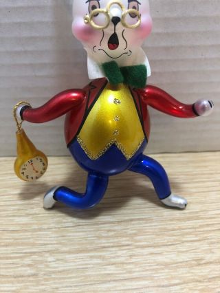 Christopher Radko Christmas Ornament I ' m Late,  I ' m Late Rabbit with Watch Clock 3
