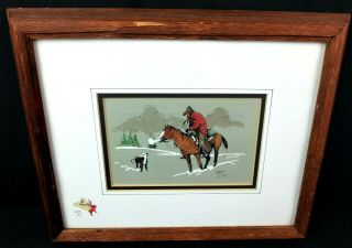 William T Zivic Western Artist Framed Matted Signed Rancher Horse Calf Snow 1987