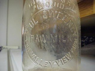 Paul Sweeney - Pine Valley View Farm - RAW MILK - RI - Rhode Island Milk Bottle 2