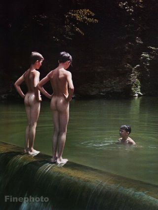1959 Vintage Classic Boys Swimming Hole Skinny Dipping Carl Mansfield Photo Art