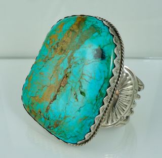 148g Huge Navajo Sterling Turquoise Old Pawn Cuff Bracelet Vintage Silver Harvey