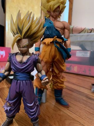 Anime Dragon Ball Z Super1 Saiyan Goku With Gohan Statue Pvc Figure Model Doll