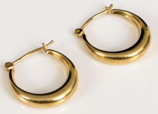 Vintage Designer Signed 14k Yellow Gold Fashion Hoop Earrings Dangle 1.  5 G