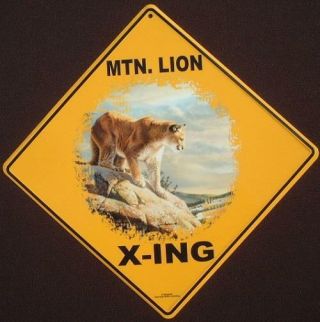 Mtn.  Lion X - Ing Sign 16 1/2 By 16 1/2 Cougar Decor Cats Panther Painting