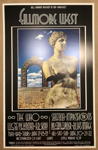 Bg 178 The Who Santana Tina Turner Fillmore 1st Printing Poster 1969