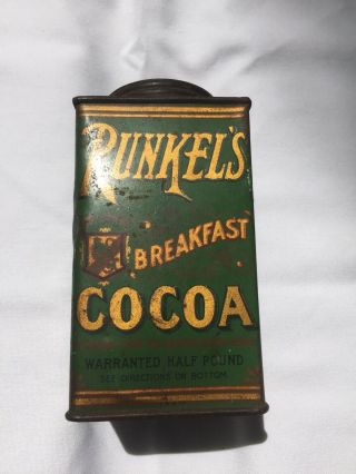 Vintage Runkel’s Breakfast Cocoa Tin