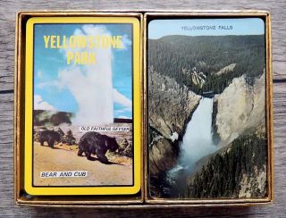 Vintage Yellowstone National Park Scenic Souvenir Playing Cards 2 Decks
