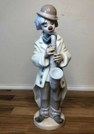 Lladro 5471 " Sad Sax " Clown With Saxophone - Ewob,  Rv$300,