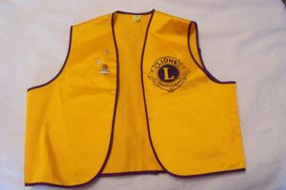 Vintage Lions Club International Vest Size Large With 3 Buttons