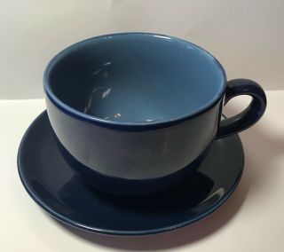 24 Ounce Extra Large Latte Coffee Mug Cup Soup Bowl With Handle And Saucer Blue